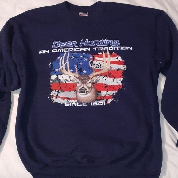 Deadstock NOS Deer‎ Hunting Graphic Sweatshirt L - Picture 1 of 5